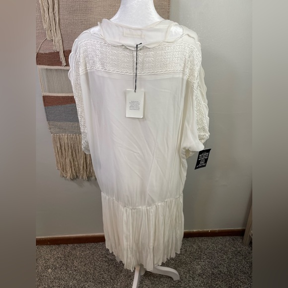 Isabel Marant White Sheer Embroidered Fully Lined Pleated Mini dress 10 NWT - Picture 7 of 11